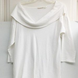 Vintage Womens Tunic Dress Top Cowl Neck White M/L